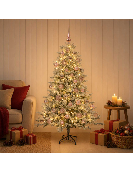 Albero di Natale artificiale con palline 150 cm 150 LED