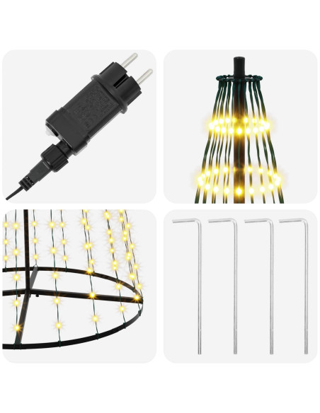 Albero di Natale LED 235 cm 500 LED Bianco caldo Ferro Nero