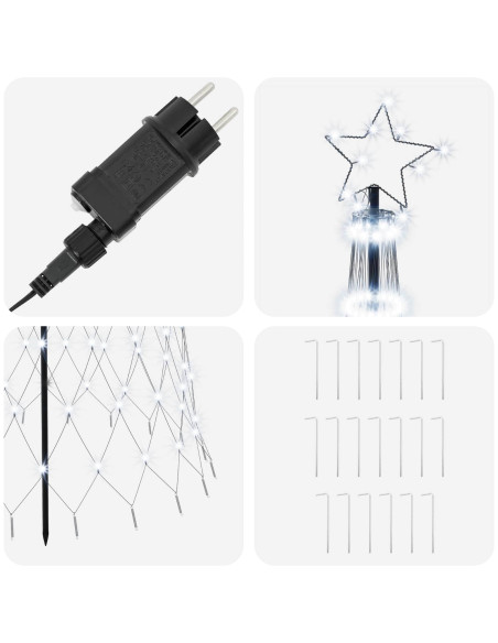 Albero di Natale LED 300 cm 350 LED Bianco freddo Ferro Nero