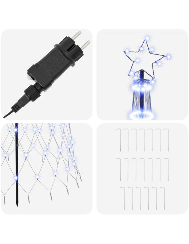 Albero di Natale LED 300 cm 350 LED Blu Ferro Nero
