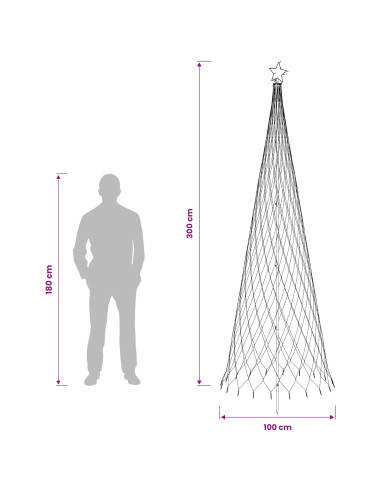 Albero di Natale LED 300 cm 350 LED Blu Ferro Nero