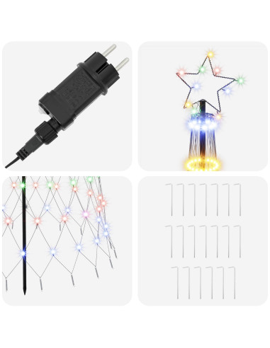 Albero di Natale LED 250 cm 290 LED Multicolore Ferro Nero