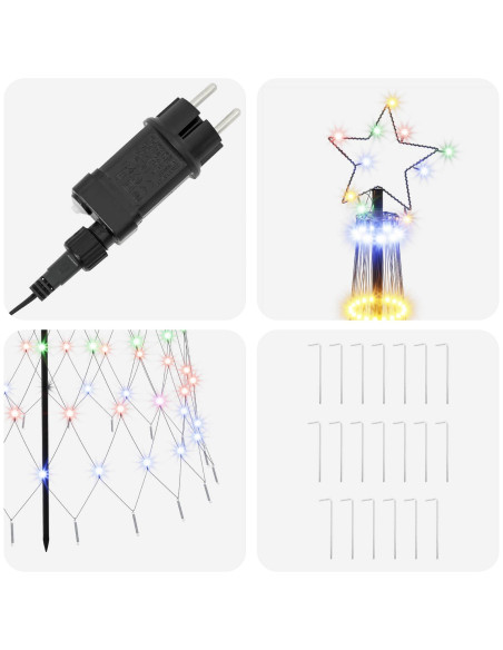 Albero di Natale LED 250 cm 290 LED Multicolore Ferro Nero