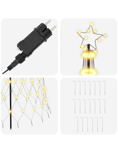 Albero di Natale LED 250 cm 290 LED Bianco caldo Ferro Nero