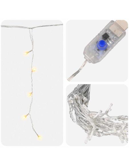 Tende di luci 210 LED Bianco caldo 500 x 72 cm