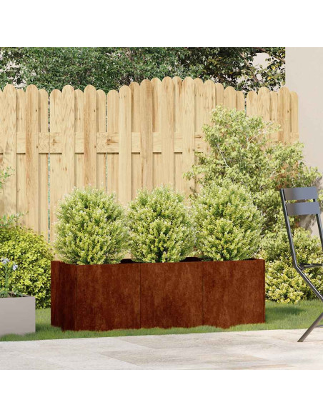 Fioriera Arrugginita 120x40x40 cm in Acciaio Corten