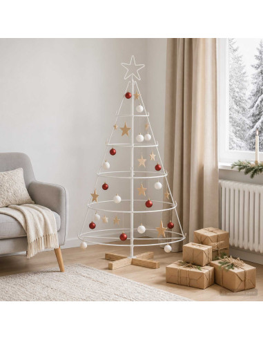 Albero a Cono di Natale KUOPIO 125 cm Acciaio Bianco