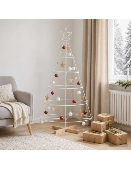 Albero a Cono di Natale KUOPIO 125 cm Acciaio Bianco