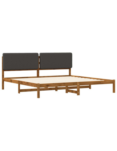 Letto con Testiera Rivestita Naturale e Grigio Scuro