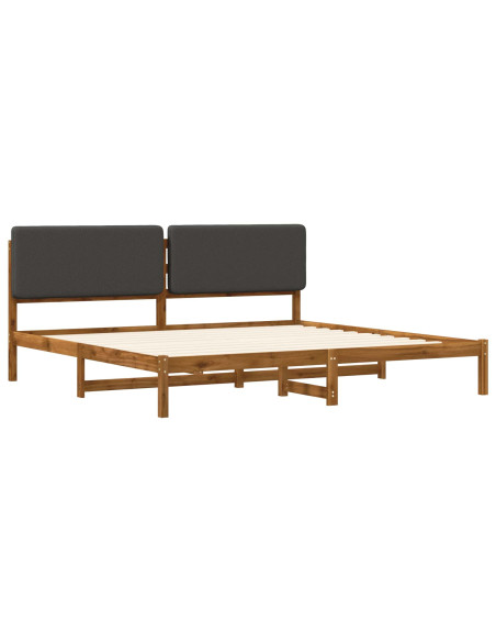 Letto con Testiera Rivestita Naturale e Grigio Scuro