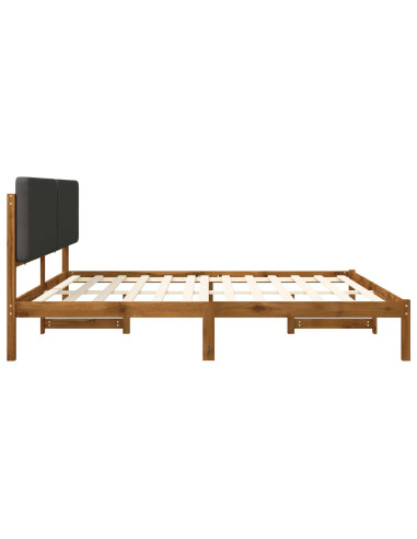 Letto con Testiera Rivestita Naturale e Grigio Scuro