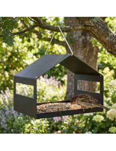 Mangiatoia per uccelli sospesa Acciaio Nero 30 x 23 x 23 cm