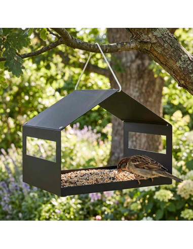 Mangiatoia per uccelli sospesa Acciaio Nero 30 x 23 x 23 cm