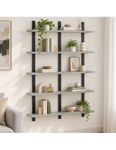 Scaffale da parete Sonoma grigio 79.5 x 13.5 x 102 cm