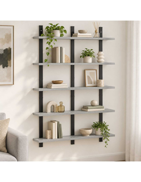 Scaffale da parete Sonoma grigio 79.5 x 13.5 x 102 cm