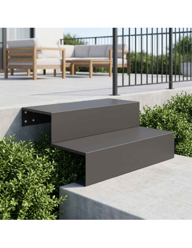 Scala da giardino a 2 gradini 80,5 x 56,5 x 34 cm Acciaio Nero