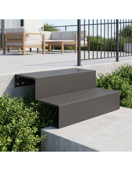 Scala da giardino a 2 gradini 80,5 x 56,5 x 34 cm Acciaio Nero
