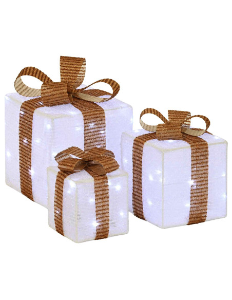 Scatola regalo di Natale illuminata 3 pz 64 LED Bianco freddo