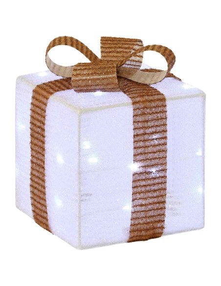 Scatola regalo di Natale illuminata 3 pz 64 LED Bianco freddo