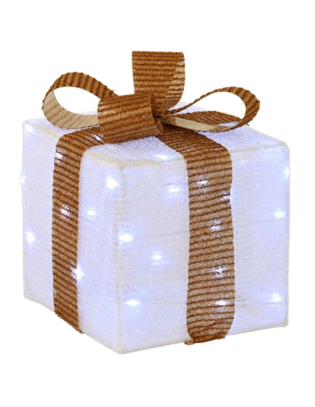 Scatola regalo di Natale illuminata 3 pz 64 LED Bianco freddo