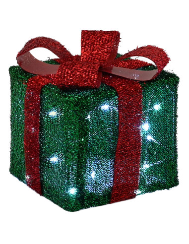 Scatola regalo di Natale illuminata 3 pz 64 LED Bianco freddo