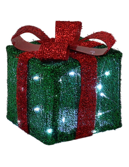 Scatola regalo di Natale illuminata 3 pz 64 LED Bianco freddo