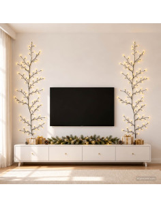 Decorazione natalizia a vite di salice a LED 2 pz Nero 180 cm