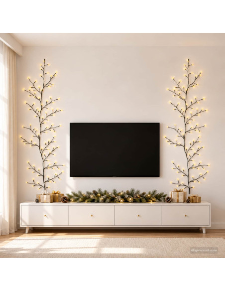 Decorazione natalizia a vite di salice a LED 2 pz Nero 180 cm
