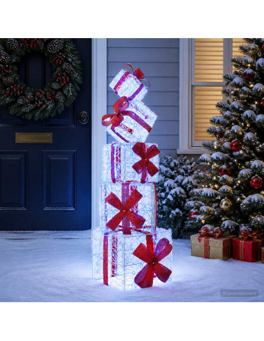 Scatola regalo decorativa natalizia 5 pz 125 LED Blu