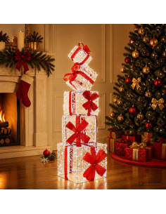 Scatola regalo decorativa natalizia 5 pz 125 LED Bianco freddo