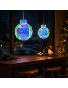 Pallina di Natale a LED prismatica iridescente 2 pz Multicolore