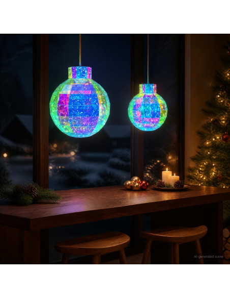 Pallina di Natale a LED prismatica iridescente 2 pz Multicolore