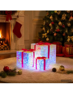 Scatola regalo a LED iridescente prismatica 3 pz Multicolore