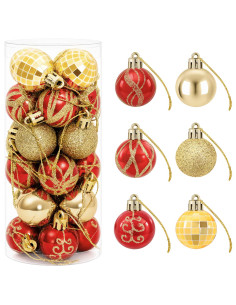 Set di Palline di Natale 72 pz Oro e Rosso Ø 3 cm Plastica 2