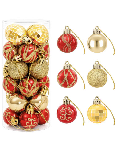 Set di Palline di Natale 72 pz Oro e Rosso Ø 3 cm Plastica