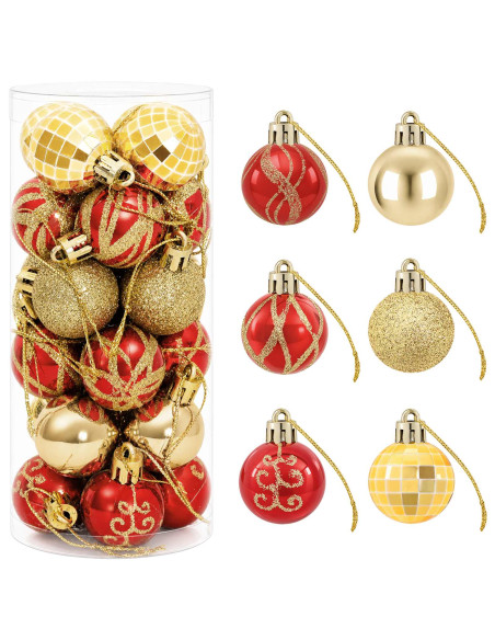 Set di Palline di Natale 72 pz Oro e Rosso Ø 3 cm Plastica