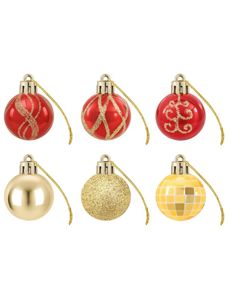 Set di Palline di Natale 72 pz Oro e Rosso Ø 3 cm Plastica