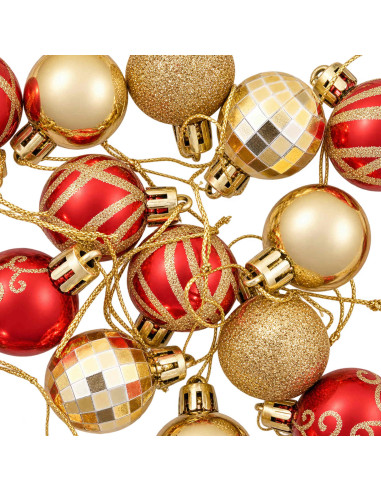 Set di Palline di Natale 72 pz Oro e Rosso Ø 3 cm Plastica