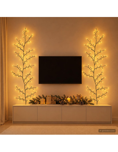 Decorazione natalizia a vite di salice a LED 2 pz Nero 180 cm