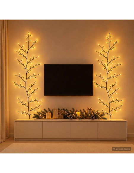 Decorazione natalizia a vite di salice a LED 2 pz Nero 180 cm
