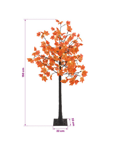 Albero di Natale in acero con LED Marrone 22 x 22 x 150 cm