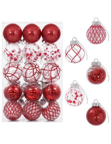 Set di Palline di Natale 30 pz Rosso Ø 6 cm PET