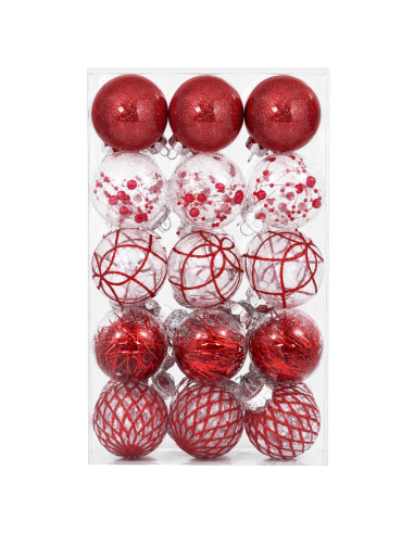 Set di Palline di Natale 30 pz Rosso Ø 6 cm PET