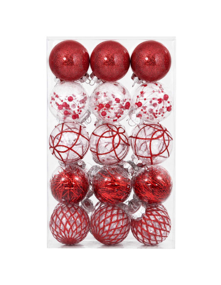 Set di Palline di Natale 30 pz Rosso Ø 6 cm PET