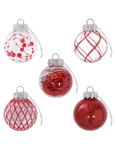 Set di Palline di Natale 30 pz Rosso Ø 6 cm PET