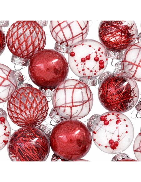Set di Palline di Natale 30 pz Rosso Ø 6 cm PET