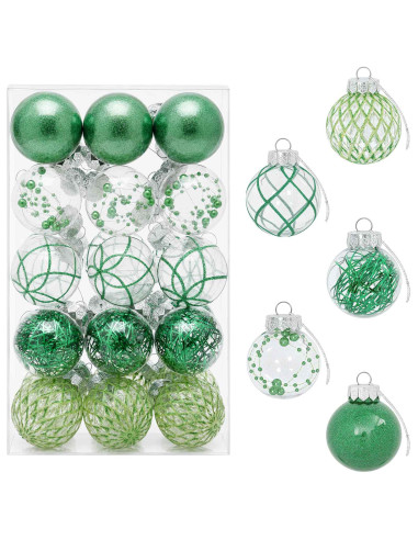 Set di Palline di Natale 30 pz Verde Ø 6 cm PET