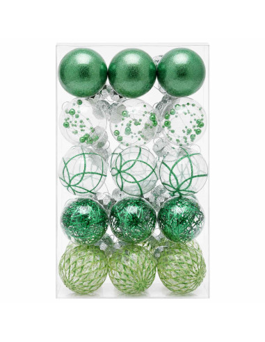 Set di Palline di Natale 30 pz Verde Ø 6 cm PET
