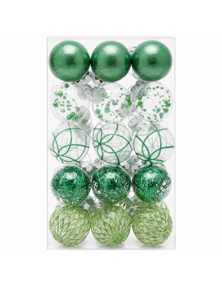 Set di Palline di Natale 30 pz Verde Ø 6 cm PET