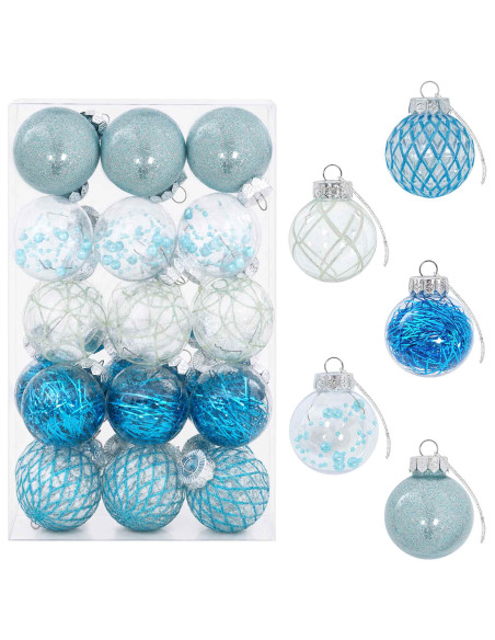 Set di Palline di Natale 30 pz Blu Ø 6 cm PET
